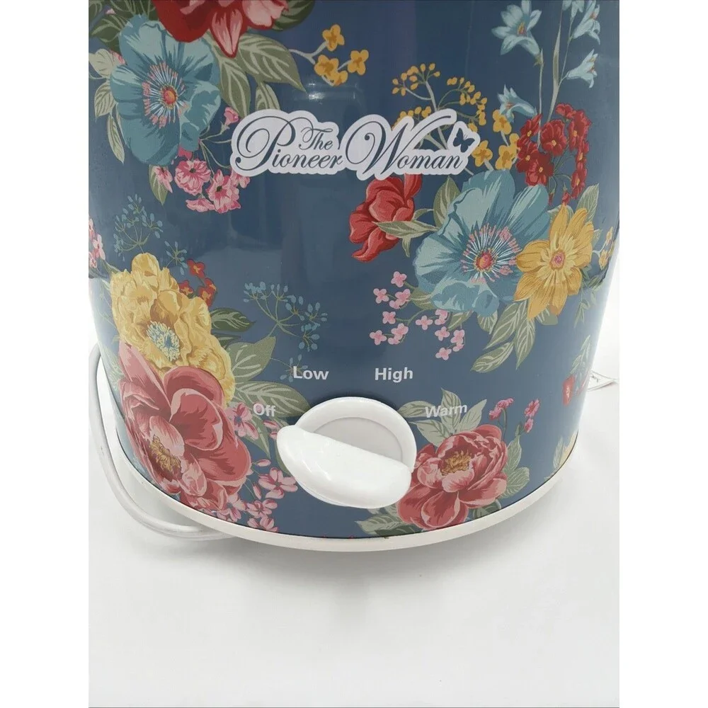 The Pioneer Woman Floral Blue Slow Cooker 2-6 qt Glass Lid Keep Warm 3-Setting